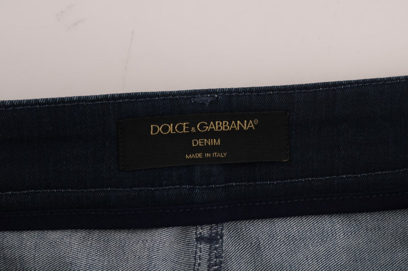 Jupe courte en jean rayée bleue Dolce &amp; Gabbana
