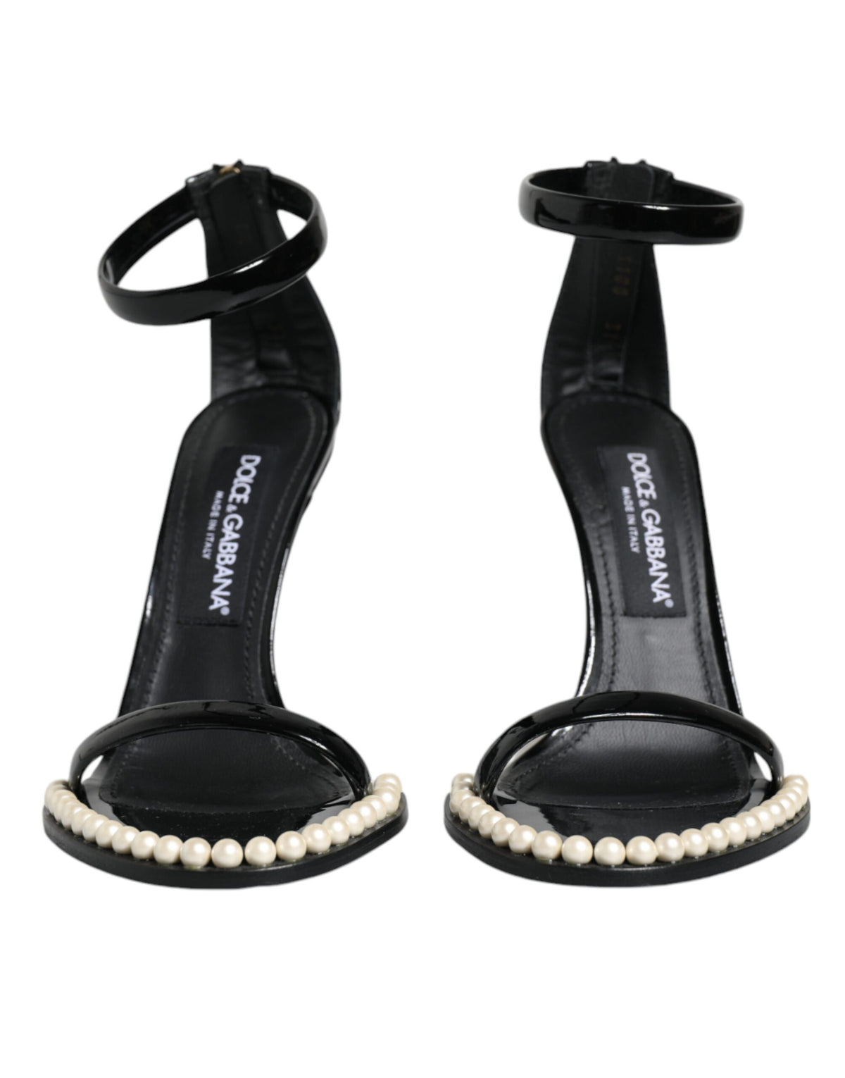 Sandales Dolce & Gabbana Keira en cuir noir avec perles synthétiques