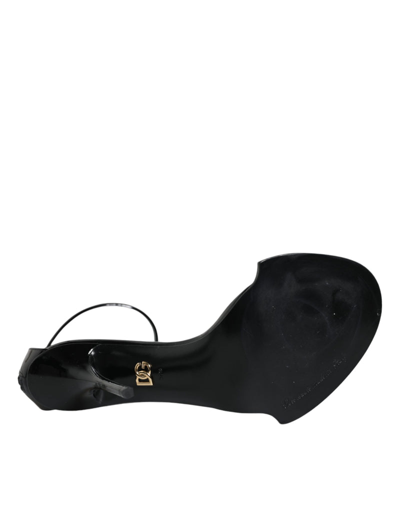 Sandales Dolce & Gabbana Keira en cuir noir avec perles synthétiques