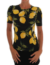 T-shirt extensible en soie citron multicolore Dolce &amp; Gabbana