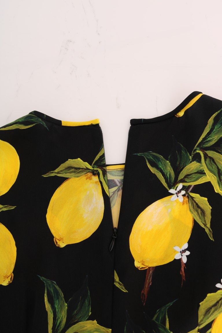 T-shirt extensible en soie citron multicolore Dolce &amp; Gabbana