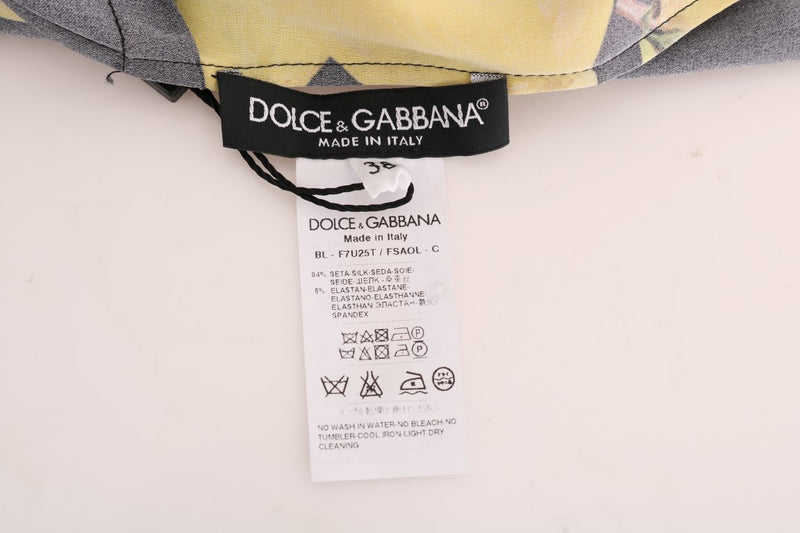 T-shirt extensible en soie citron multicolore Dolce &amp; Gabbana
