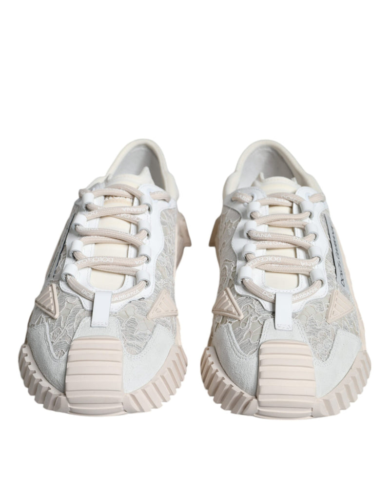 Dolce & Gabbana White Lace NS1 Low Top Sneakers