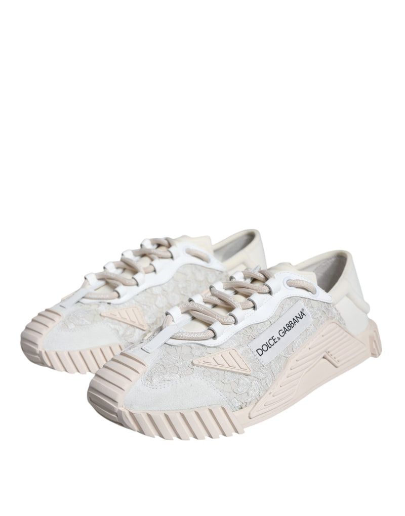 Dolce & Gabbana White Lace NS1 Low Top Sneakers