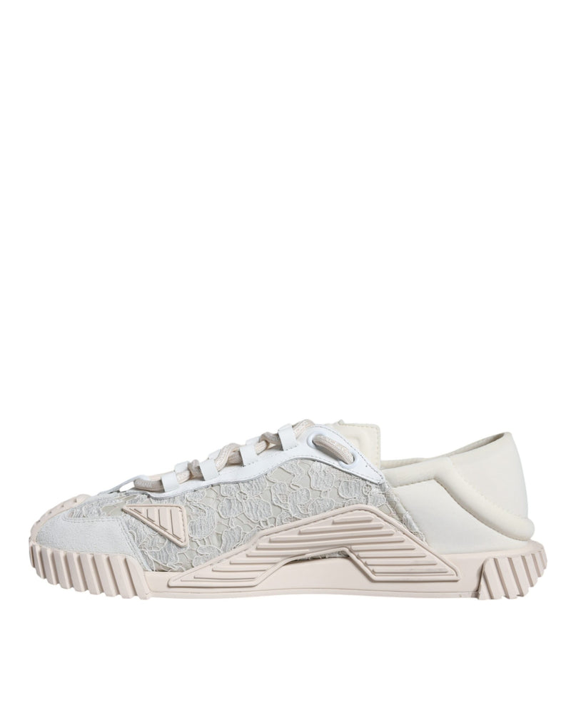 Dolce & Gabbana White Lace NS1 Low Top Sneakers