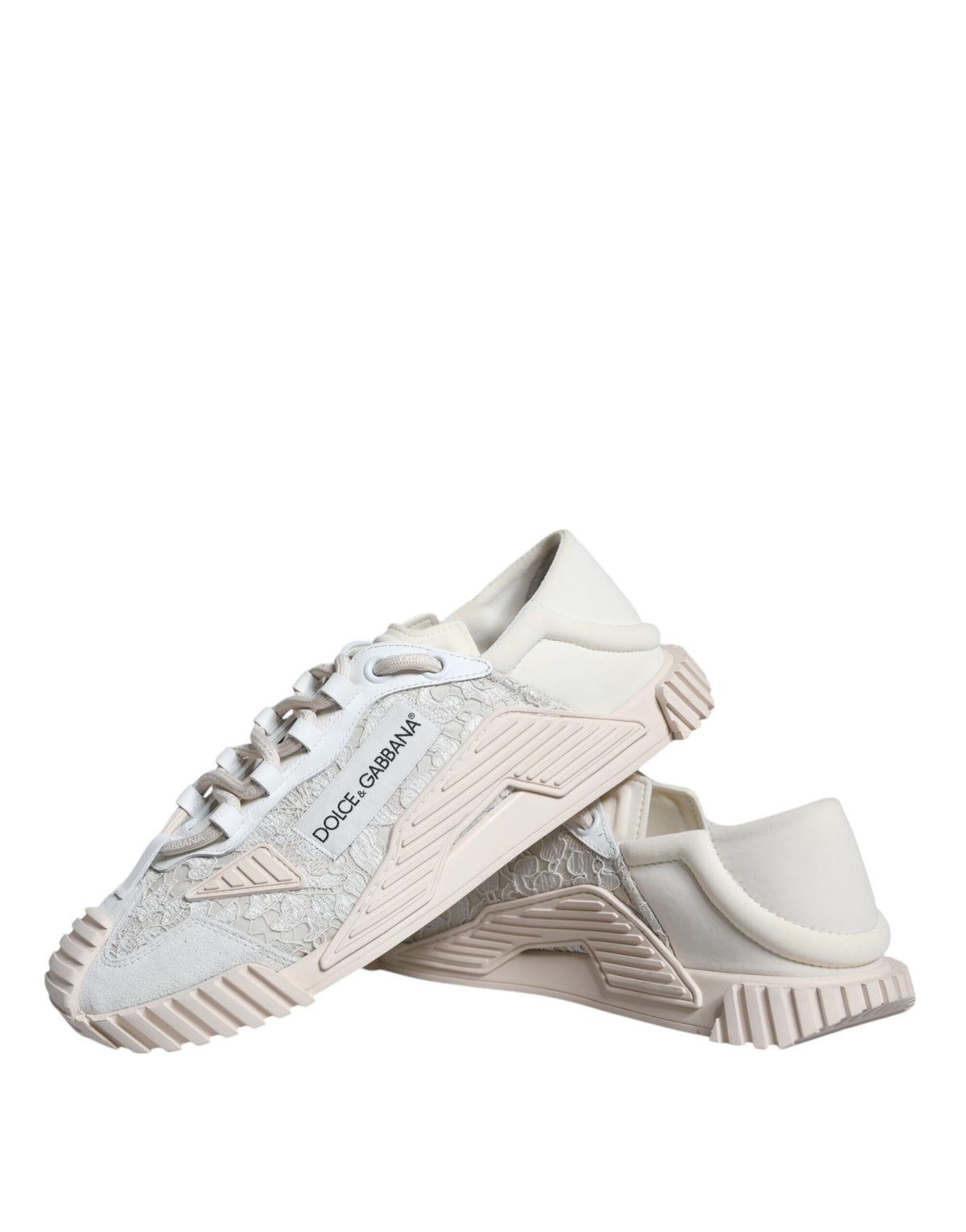 Dolce & Gabbana White Lace NS1 Low Top Sneakers