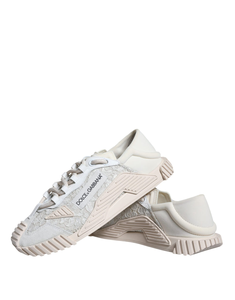 Dolce & Gabbana White Lace NS1 Low Top Sneakers