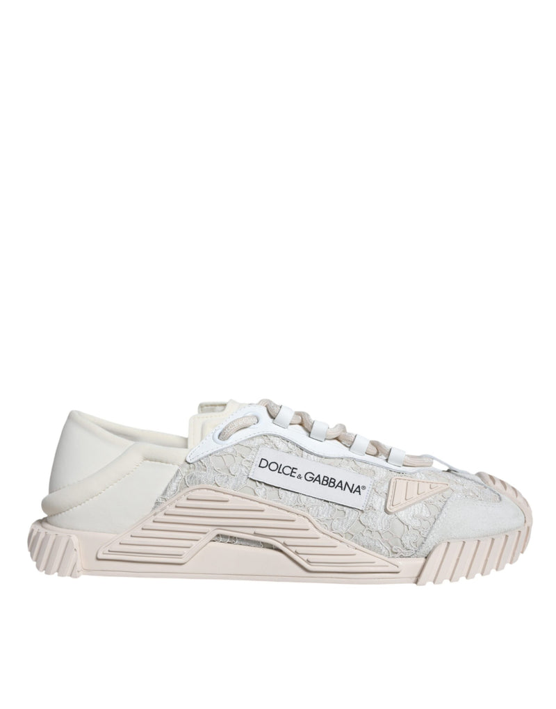 Dolce & Gabbana White Lace NS1 Low Top Sneakers