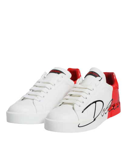 Dolce & Gabbana Witte Rode Portofino Lage Sneakers