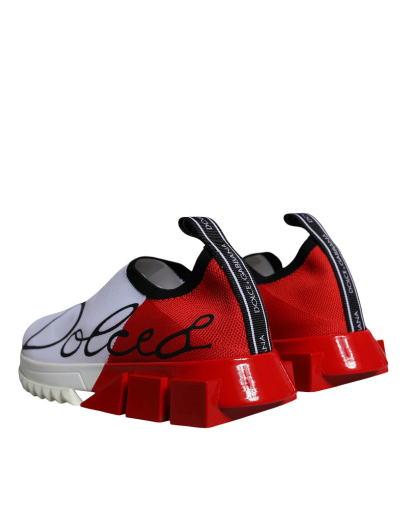 Dolce & Gabbana Sneakers Sorrento Basses Blanches et Rouges