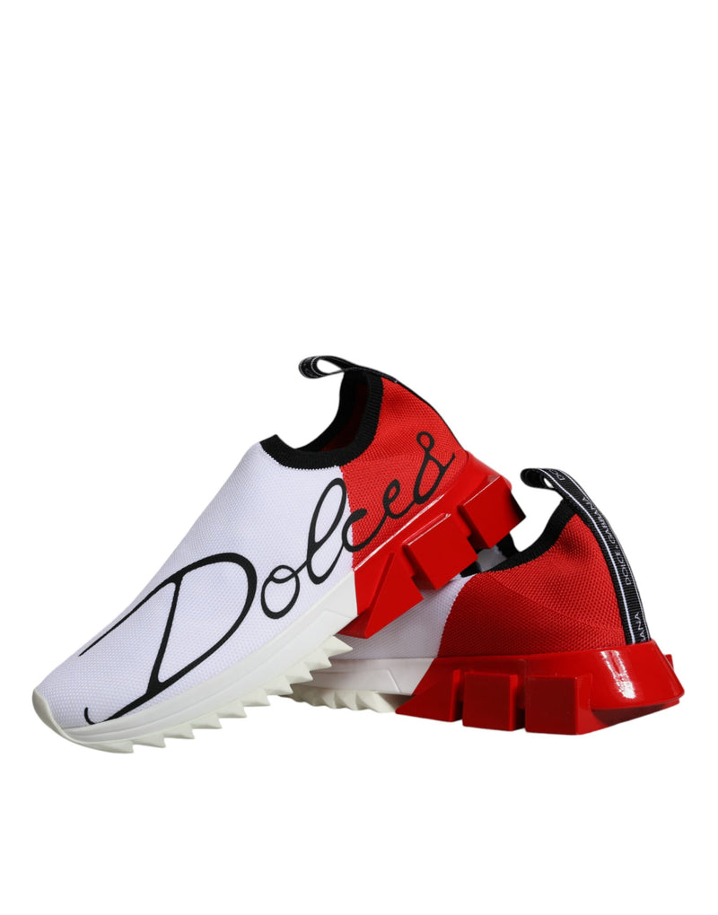 Dolce & Gabbana Sneakers Sorrento Basses Blanches et Rouges