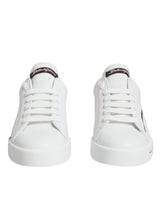 Dolce & Gabbana White Pink Portofino Low Top Sneakers
