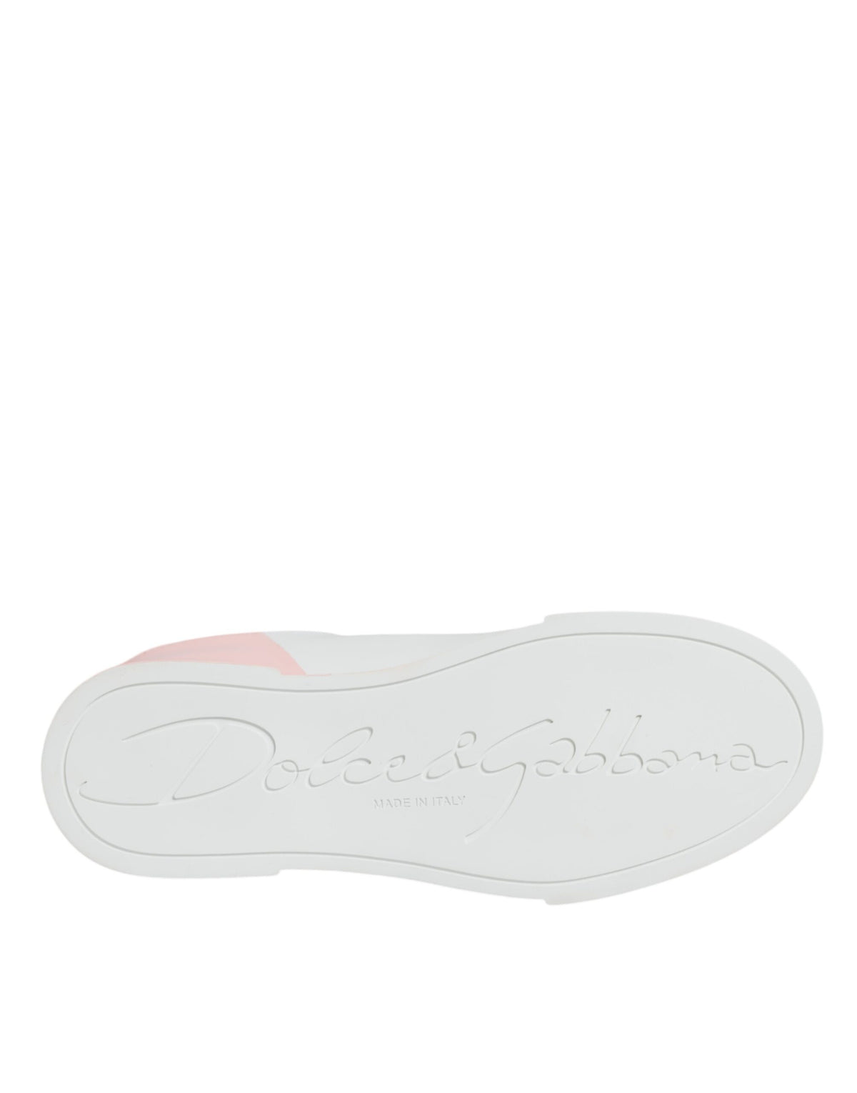 Dolce & Gabbana White Pink Portofino Low Top Sneakers