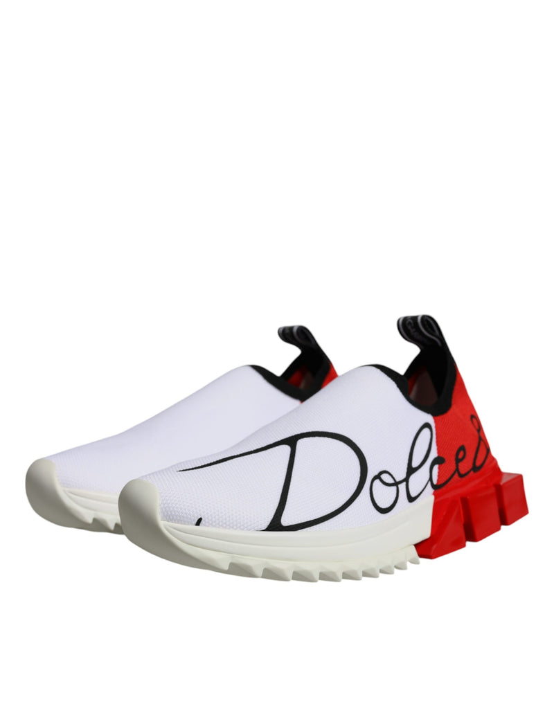 Dolce & Gabbana White Red Low Top Sorrento Sneakers