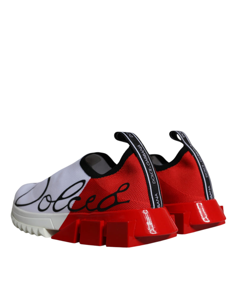 Dolce & Gabbana White Red Low Top Sorrento Sneakers