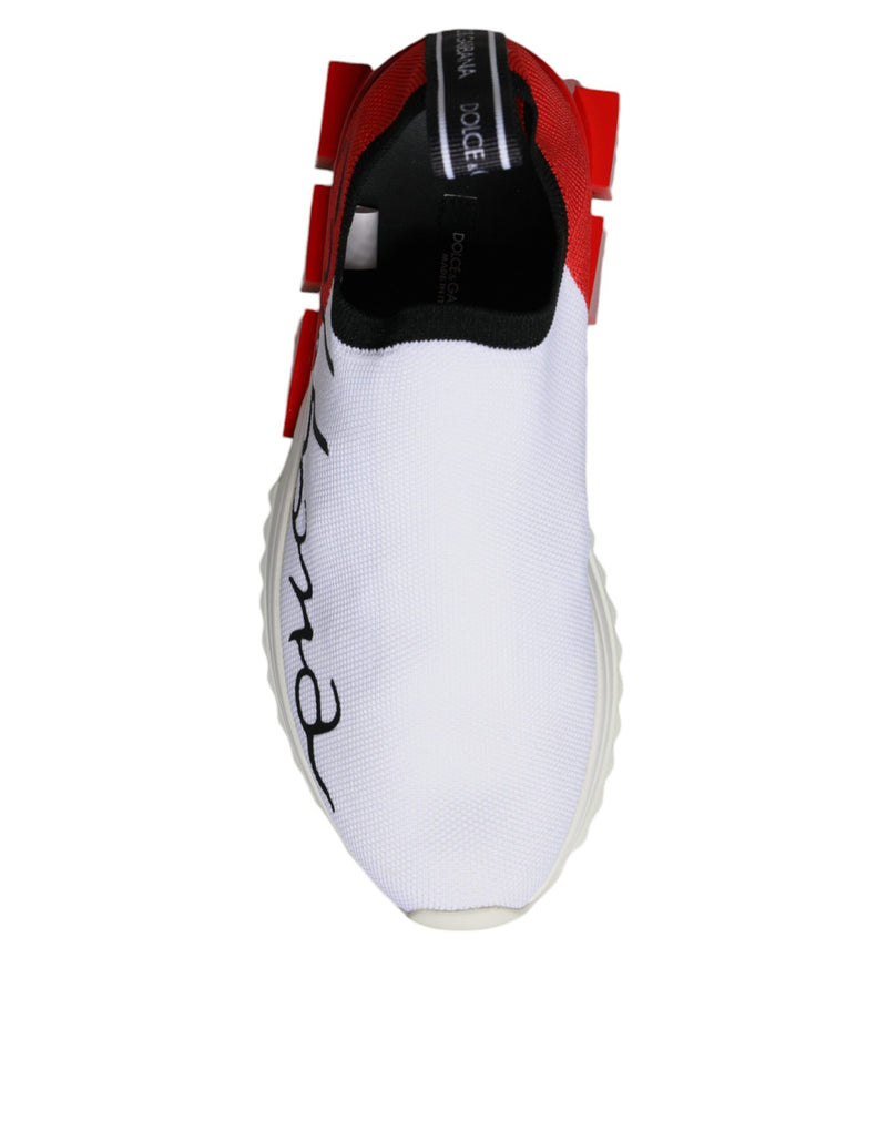 Dolce & Gabbana White Red Low Top Sorrento Sneakers