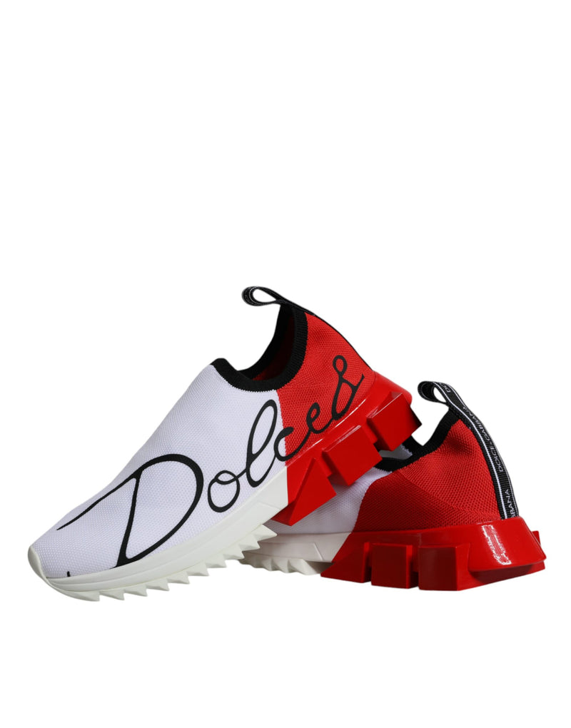 Dolce & Gabbana White Red Low Top Sorrento Sneakers
