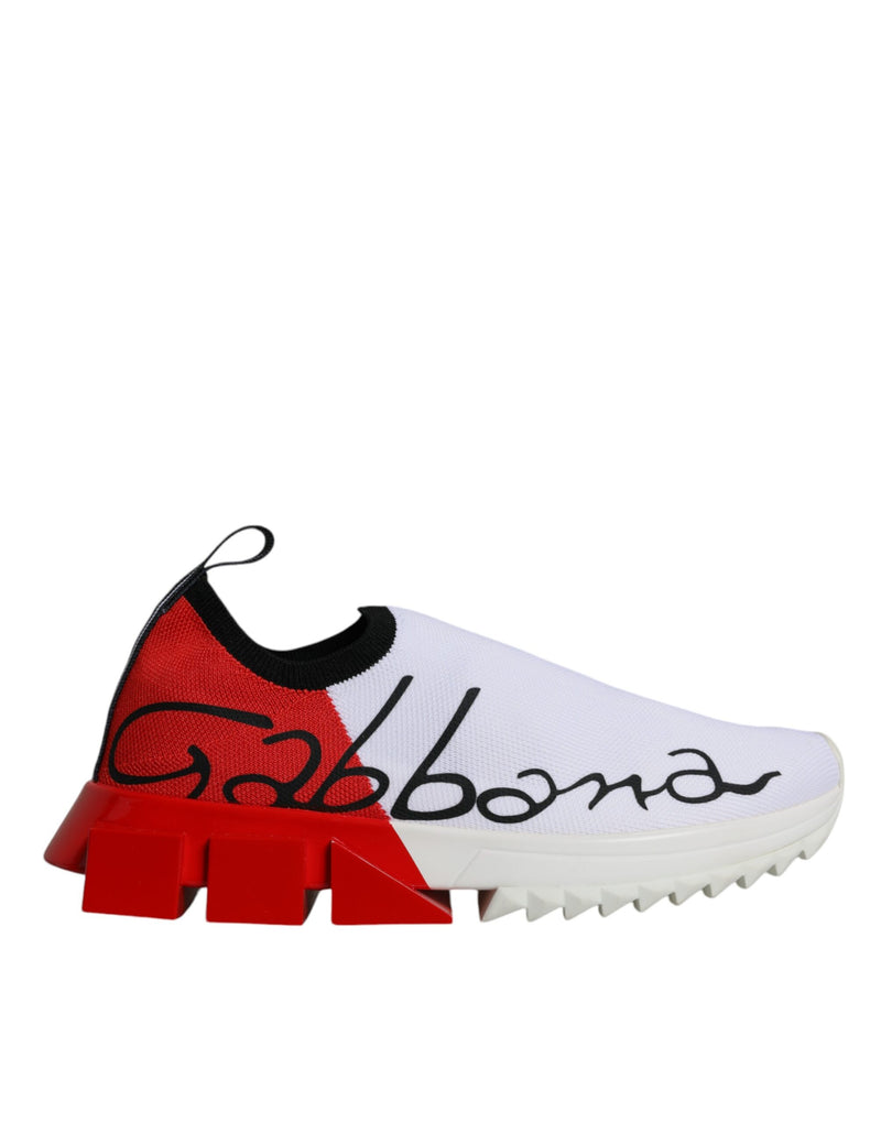 Dolce & Gabbana White Red Low Top Sorrento Sneakers