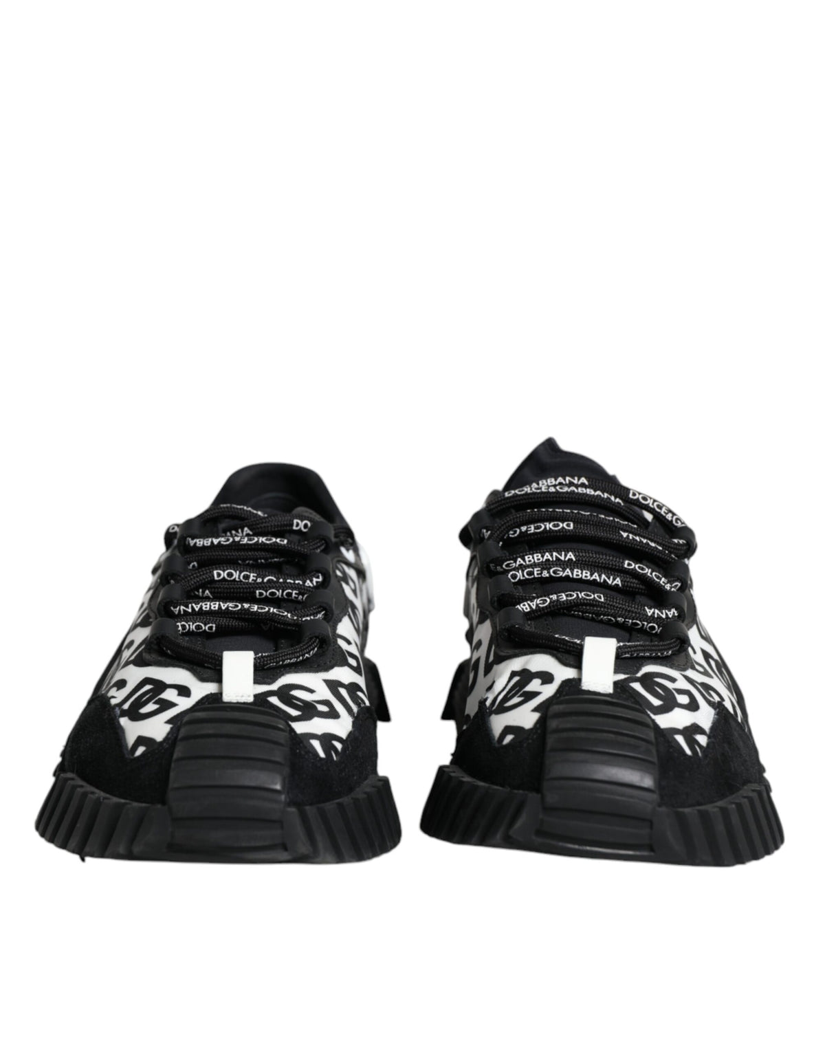 Dolce & Gabbana NS1 Black Logo Lace Up Low Top Sneakers