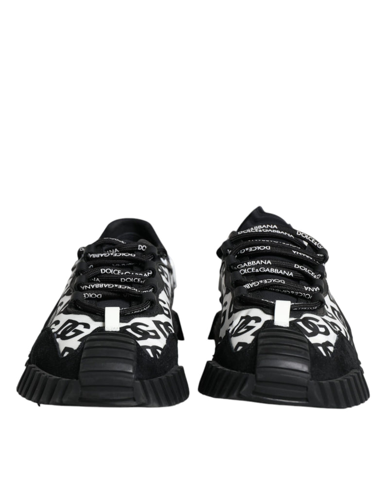 Dolce & Gabbana NS1 Black Logo Lace Up Low Top Sneakers