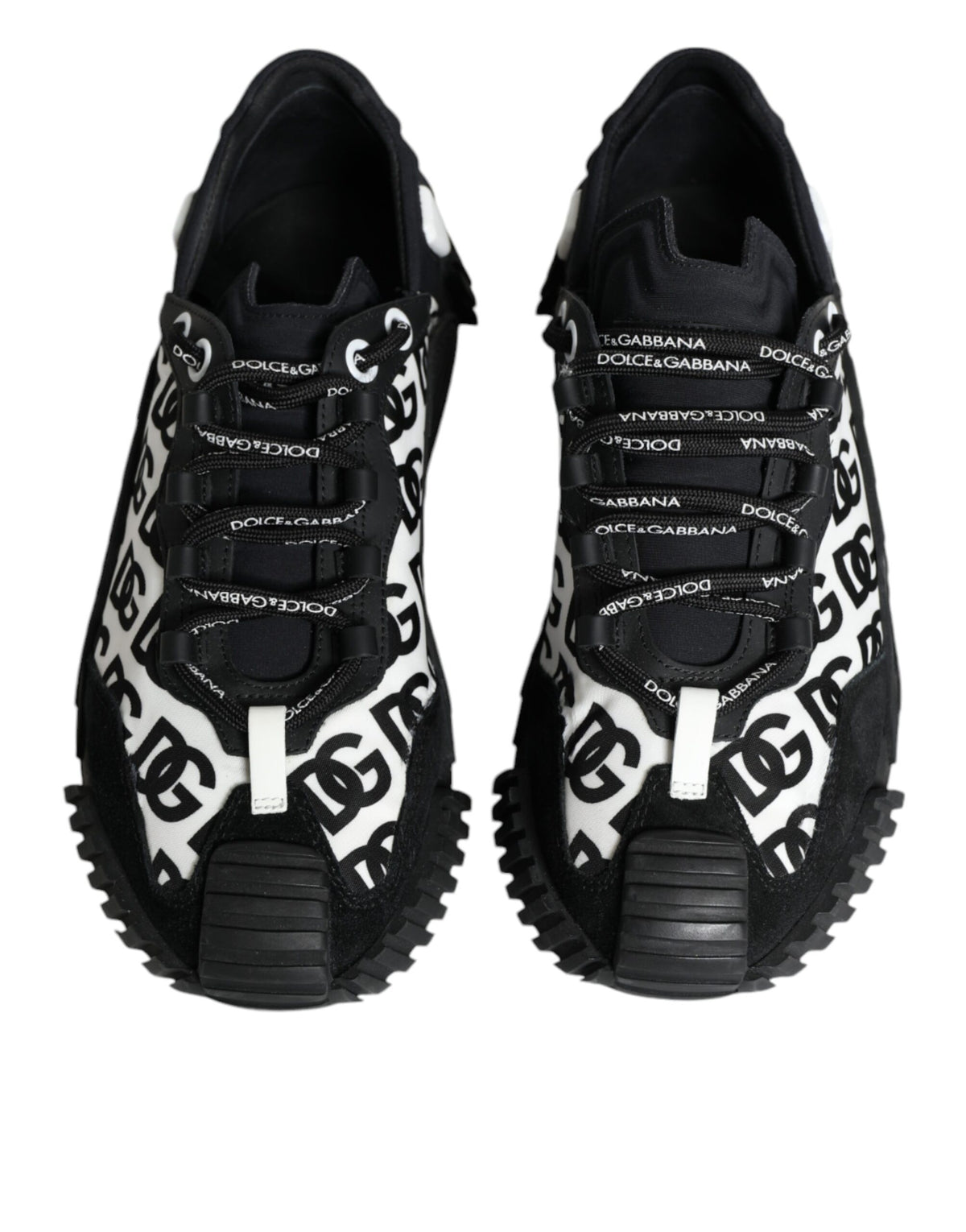 Dolce & Gabbana NS1 Black Logo Lace Up Low Top Sneakers