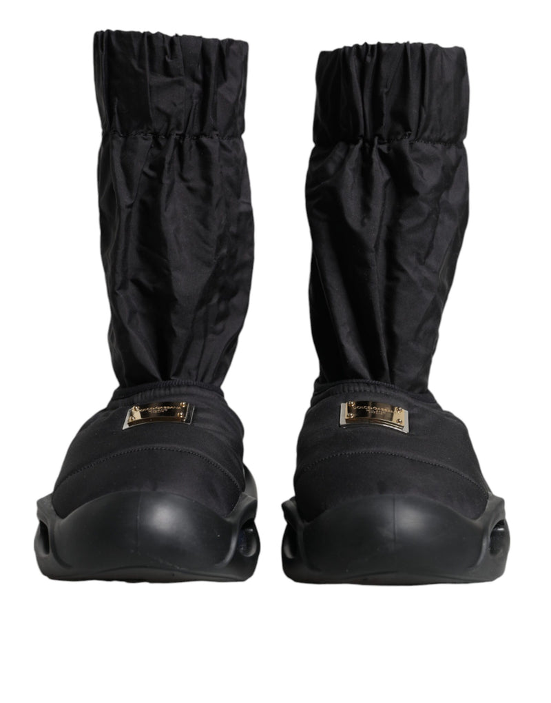 Dolce & Gabbana Black Slip On Wave Socks Sneakers