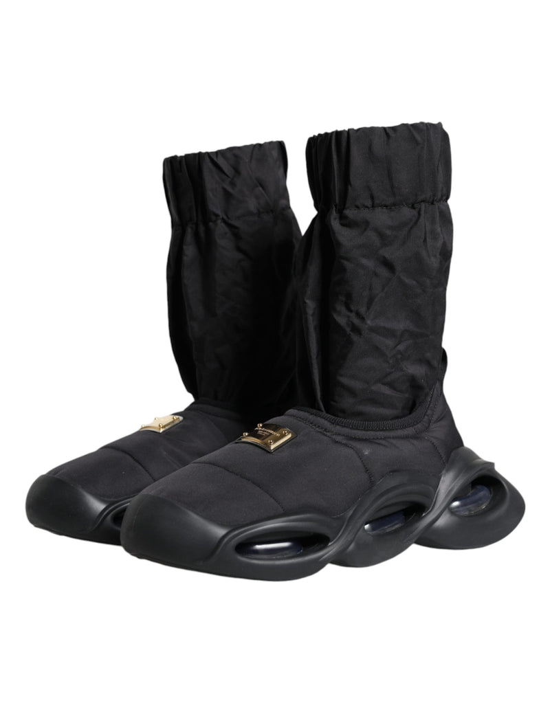 Dolce & Gabbana Black Slip On Wave Socks Sneakers