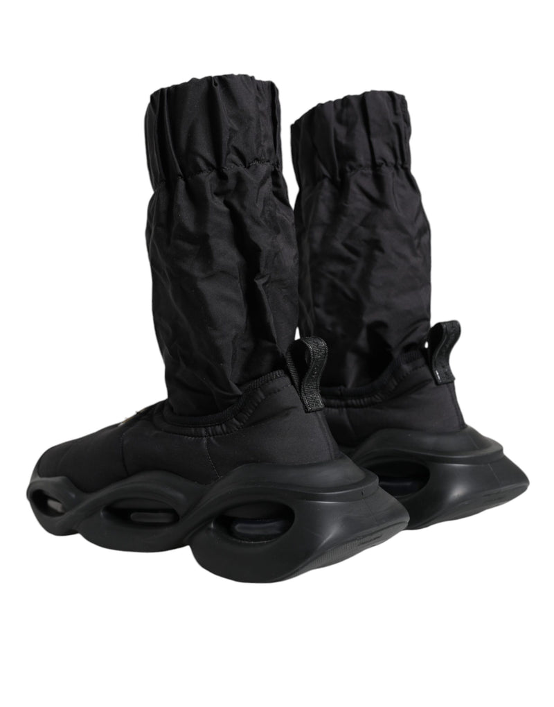 Dolce & Gabbana Black Slip On Wave Socks Sneakers