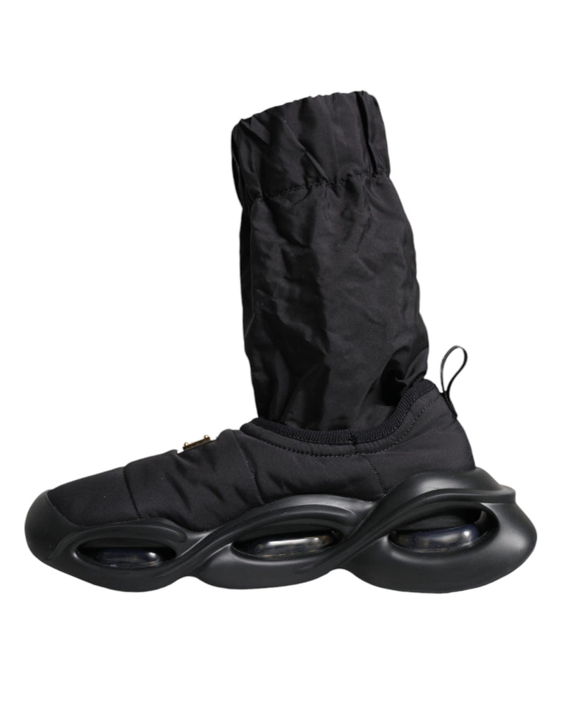 Dolce & Gabbana Black Slip On Wave Socks Sneakers