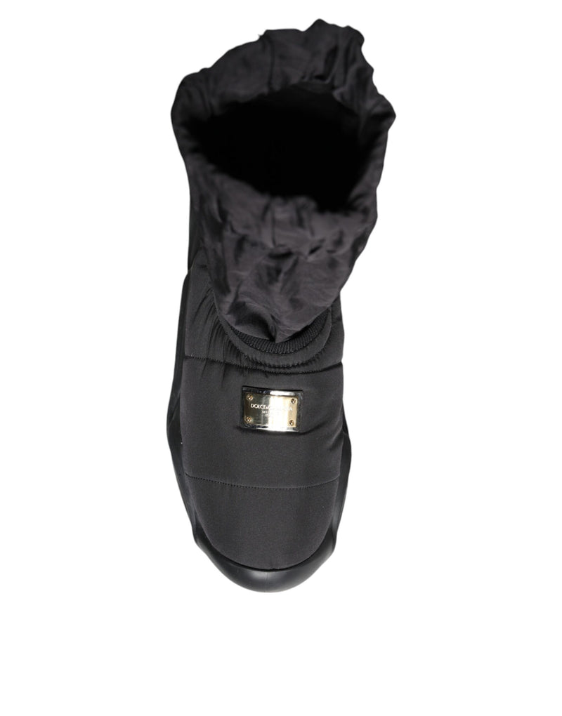 Dolce & Gabbana Black Slip On Wave Socks Sneakers
