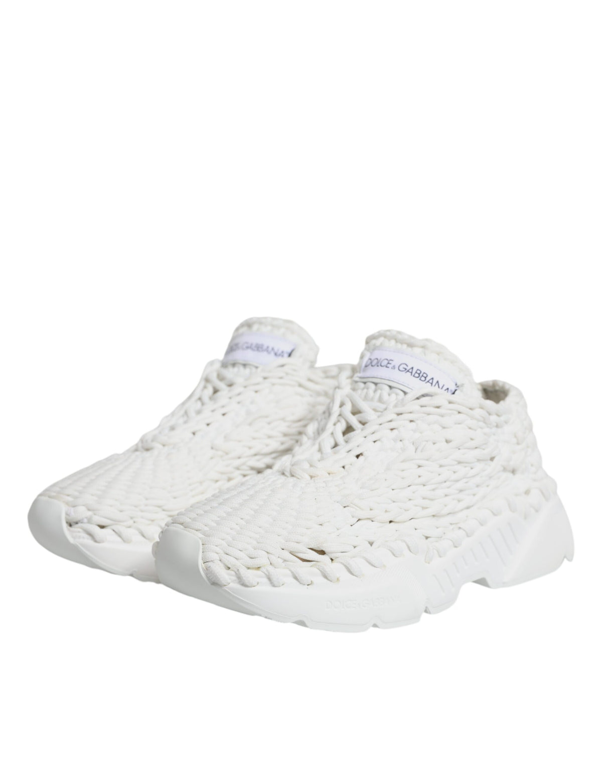 Dolce & Gabbana White Knitted Daymaster Sneakers for Women