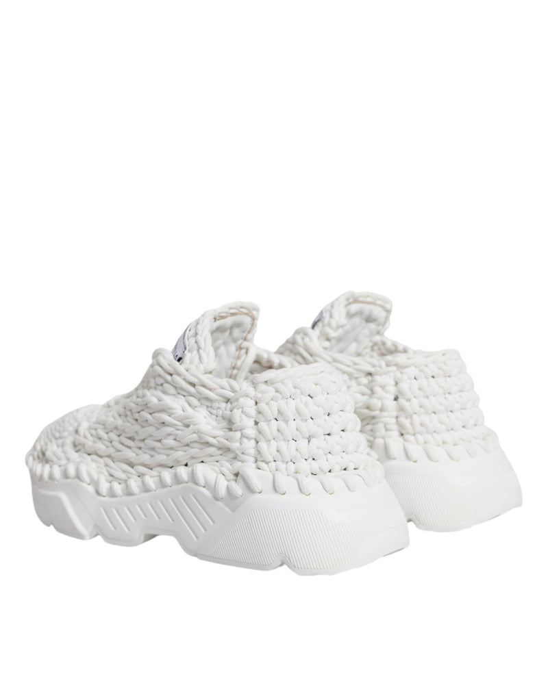 Dolce & Gabbana White Knitted Daymaster Sneakers for Women