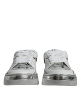 Dolce & Gabbana Sneakers en Cuir Blanc et Argent - Modèle Bas