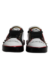 Dolce & Gabbana Portofino Sneakers en Blanc avec Cristaux Rouges