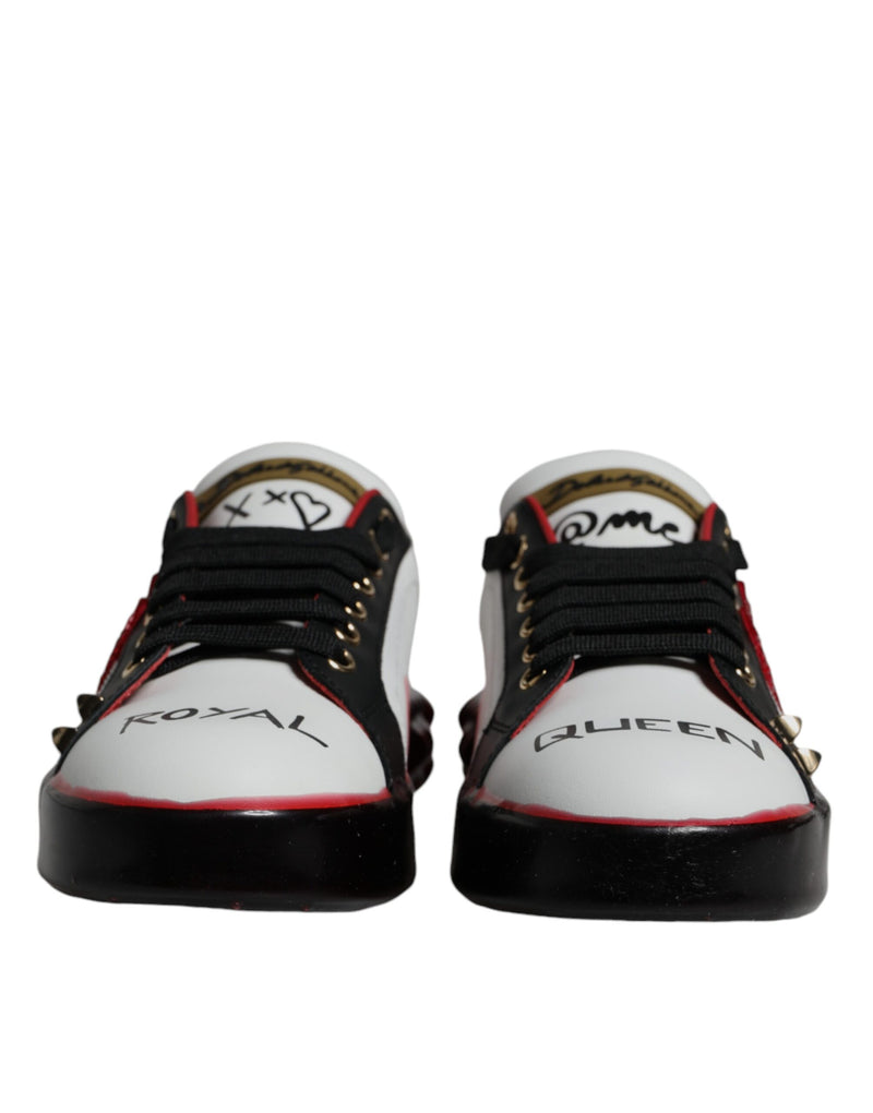 Dolce & Gabbana Portofino Sneakers en Blanc avec Cristaux Rouges
