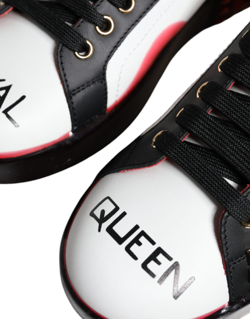 Dolce & Gabbana Portofino Sneakers - White with Red Crystals