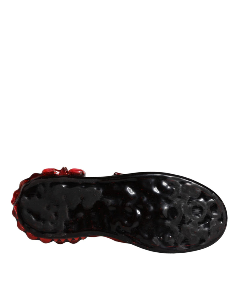 Dolce & Gabbana Portofino Sneakers en Blanc avec Cristaux Rouges