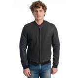 Veste en cuir d'agneau gris pour homme de luxe Roberto Pepe