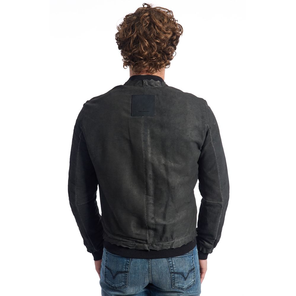 Veste en cuir d'agneau gris pour homme de luxe Roberto Pepe