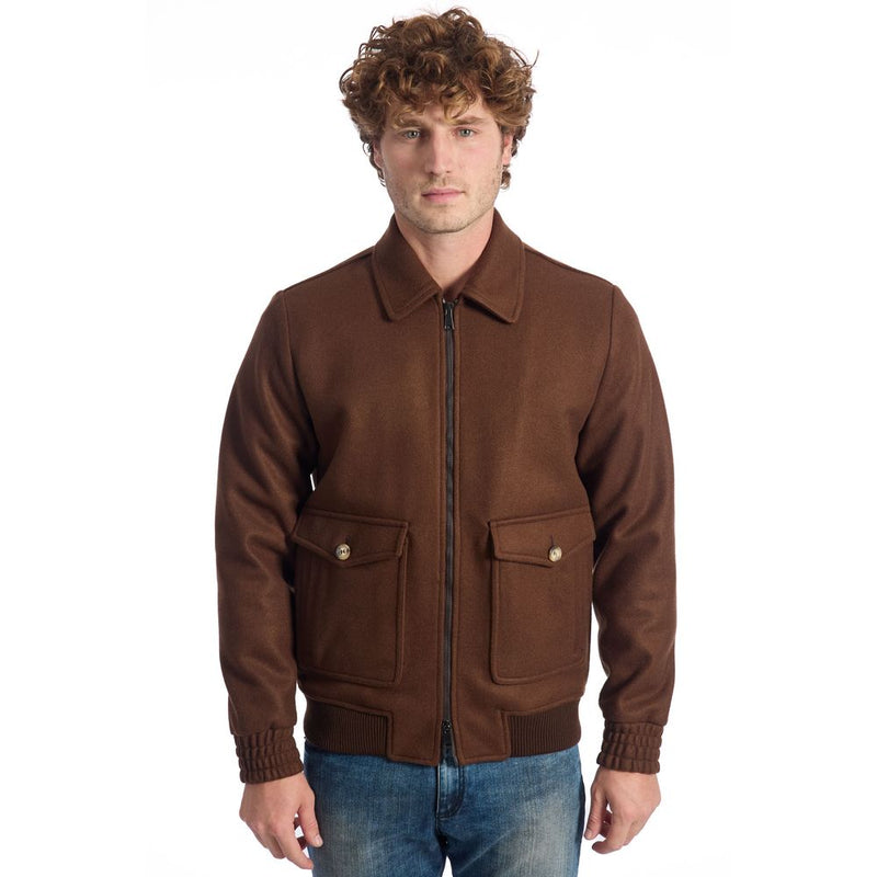 Roberto Pepe Luxe Bruine Wollen Herenjas
