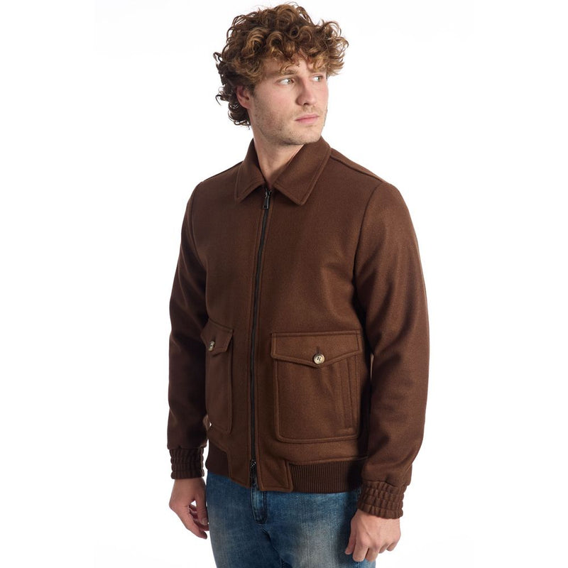 Roberto Pepe Luxe Bruine Wollen Herenjas