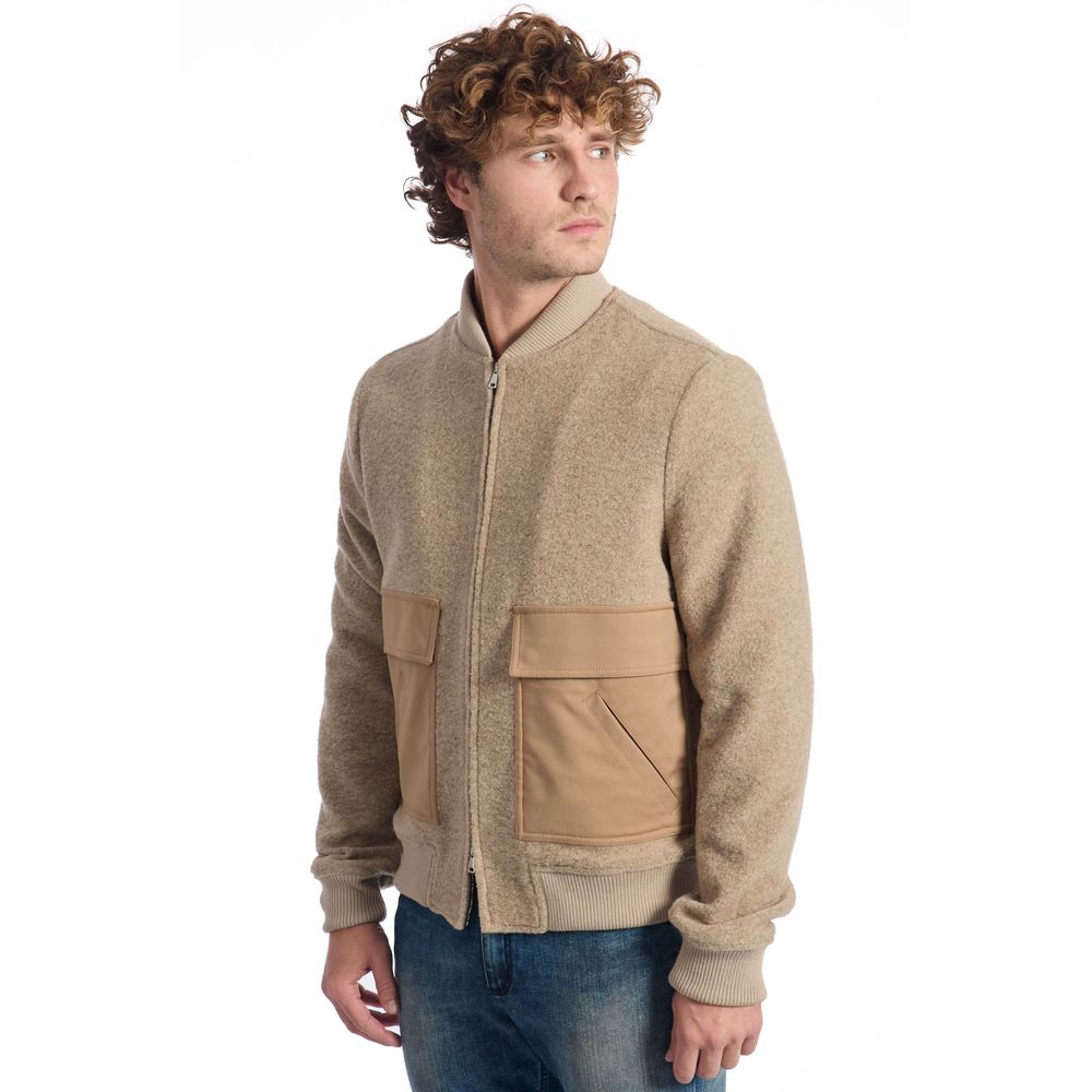 Veste pour homme en laine beige Roberto Pepe, modèle de luxe.