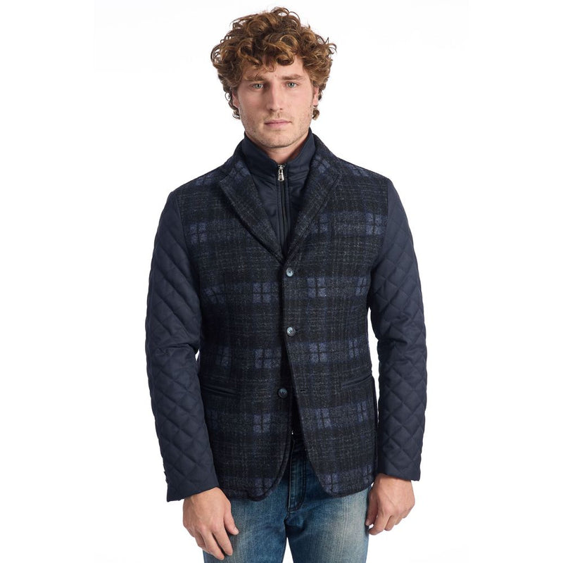 Roberto Pepe Luxe Blauwe Herenjas van Wol