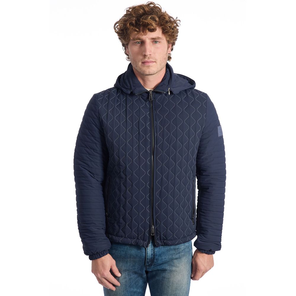 Veste matelassée Roberto Pepe pour homme, en polyamide bleu, luxe.
