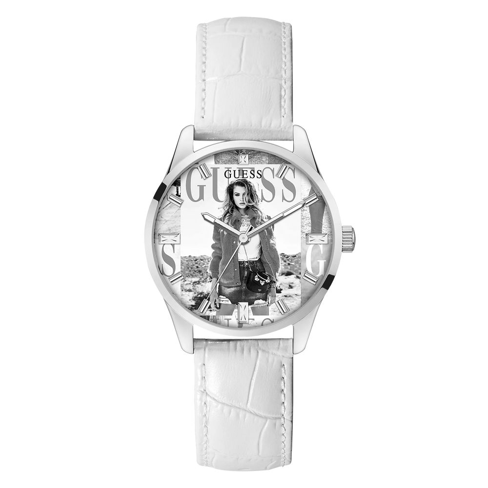 Montre Guess en cuir blanc