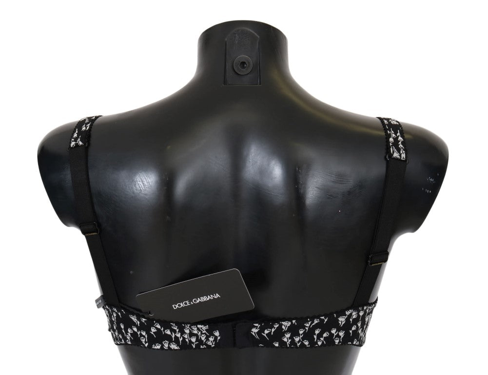Soutien-gorge Dolce &amp; Gabbana en soie noire, dentelle blanche et stretch