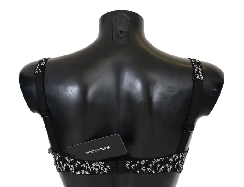 Soutien-gorge Dolce &amp; Gabbana en soie noire, dentelle blanche et stretch