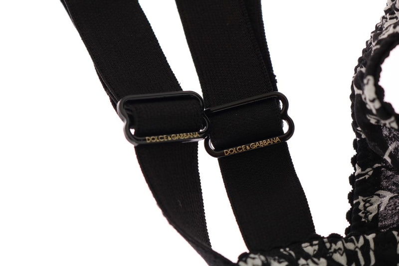 Soutien-gorge Dolce &amp; Gabbana en soie noire, dentelle blanche et stretch