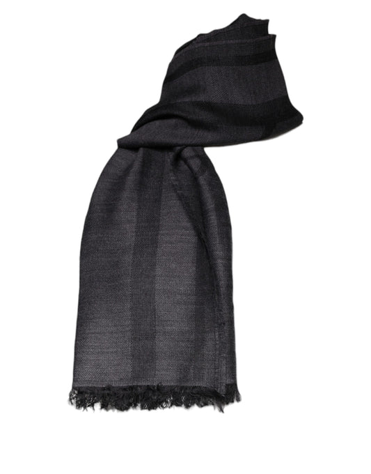 Foulard à motifs en laine et viscose gris foncé GF Ferre