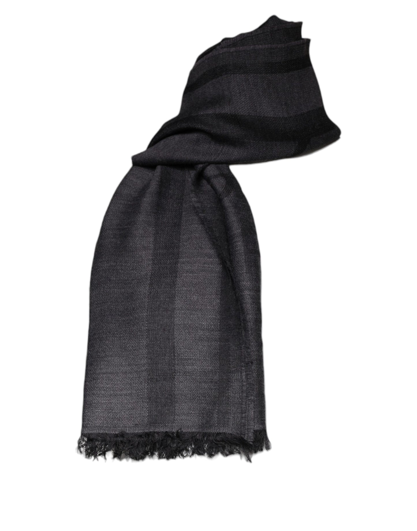 GF Ferre Donkergrijze wollen viscose foulard sjaal met patroon
